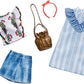 Barbie Clothes - 2 Outfits Doll Include a Blue and White Shirt Dress 3 to 8 Year Olds