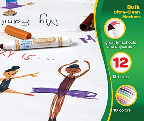 Crayola Ultra Clean Washable Markers 12 Boxes Bulk Markers for 10 Broad Line Markers