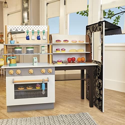 Little Tikes Real Wood Cafe Bakery Wooden Play Kitchen with Realistic Lights Sounds and