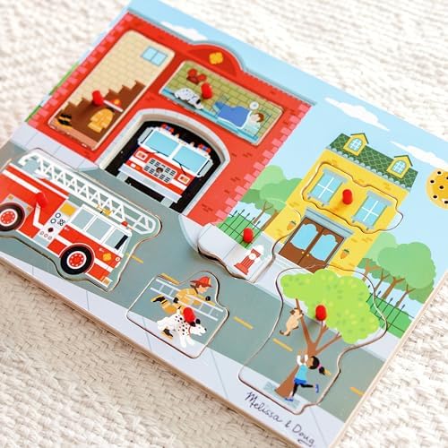 Melissa & Doug Melissa Doug Around the Fire Station Sound Puzzle - Wooden Peg Puzzle 8 pcs