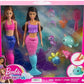 Barbie Mermaid Set With 2 Brunette Dolls 12-In30.40-Cm 4 Sea Pet