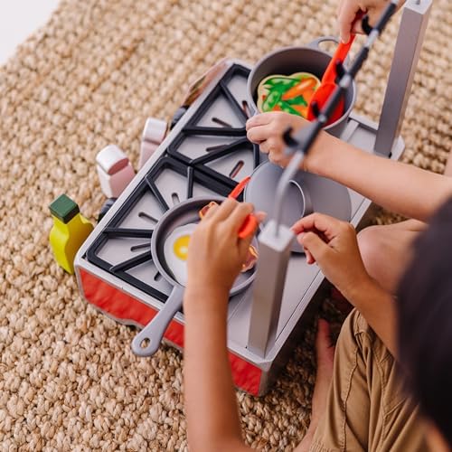 Melissa & Doug Melissa Doug 19-Piece Deluxe Wooden Cooktop Set with Wooden Play Food