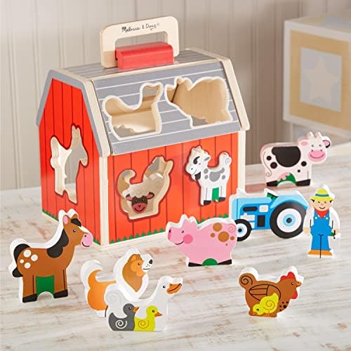 Melissa & Doug Melissa Doug Wooden Take-Along Barn Toy with Flip-Up Roof and Handle 10