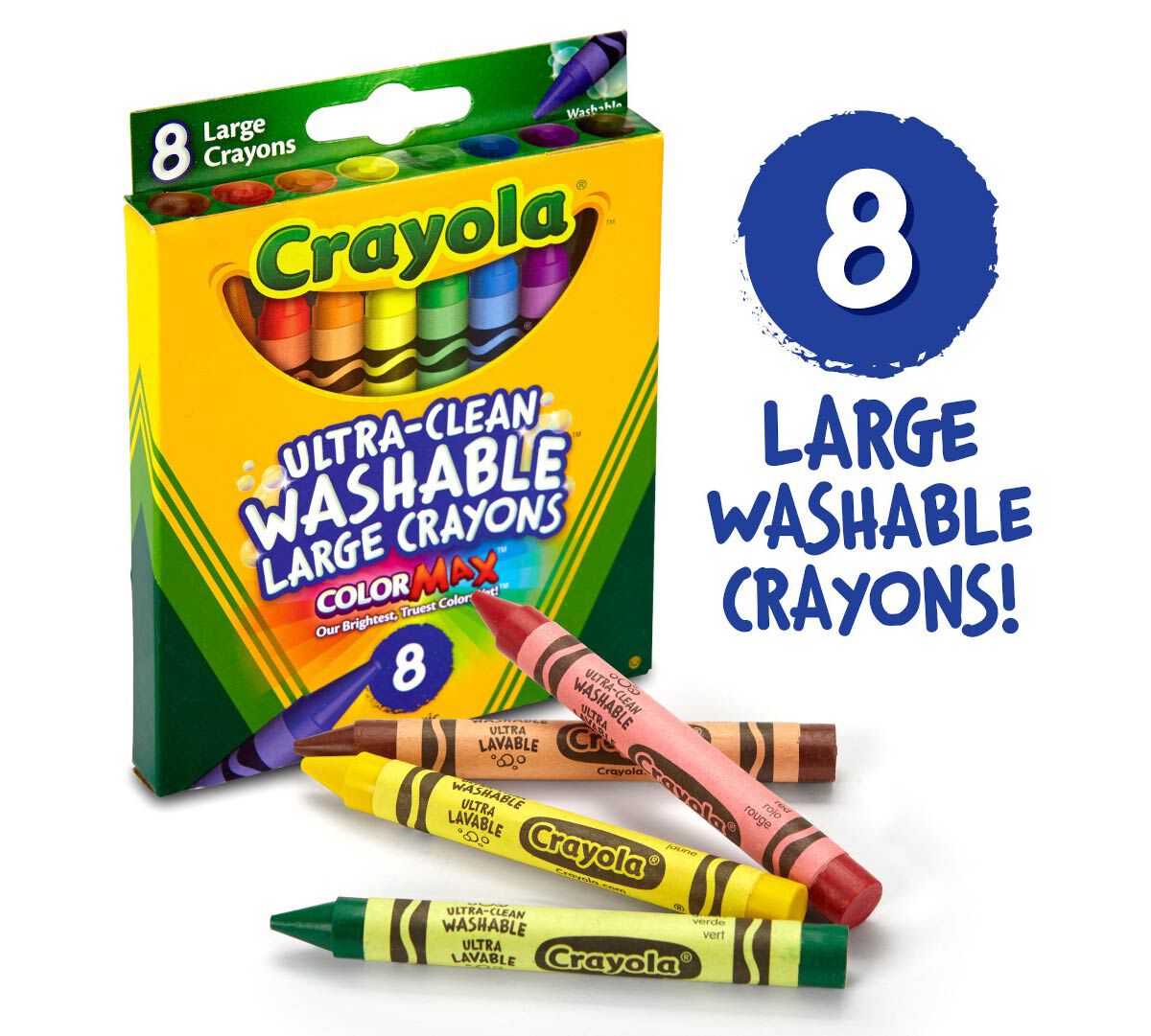 Crayola 8 Count Ultra Clean Washable Large Crayons Color Max (Pack of 3) – 8