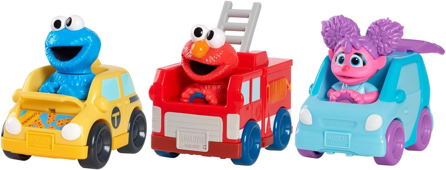 Just Play Sesame Street Twist and Pop Wheelies 3-Pack A" Preschool Toy Vehicles for Kids Ages 2+ by – 3