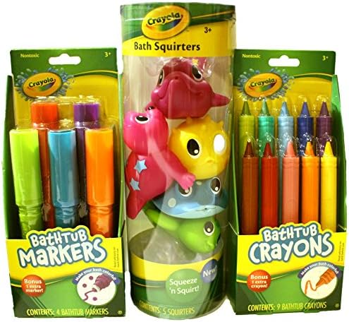 Crayola Bath Time Fun Bundle Including Bathtub Markers Bathtub Crayons and Bath Squirters