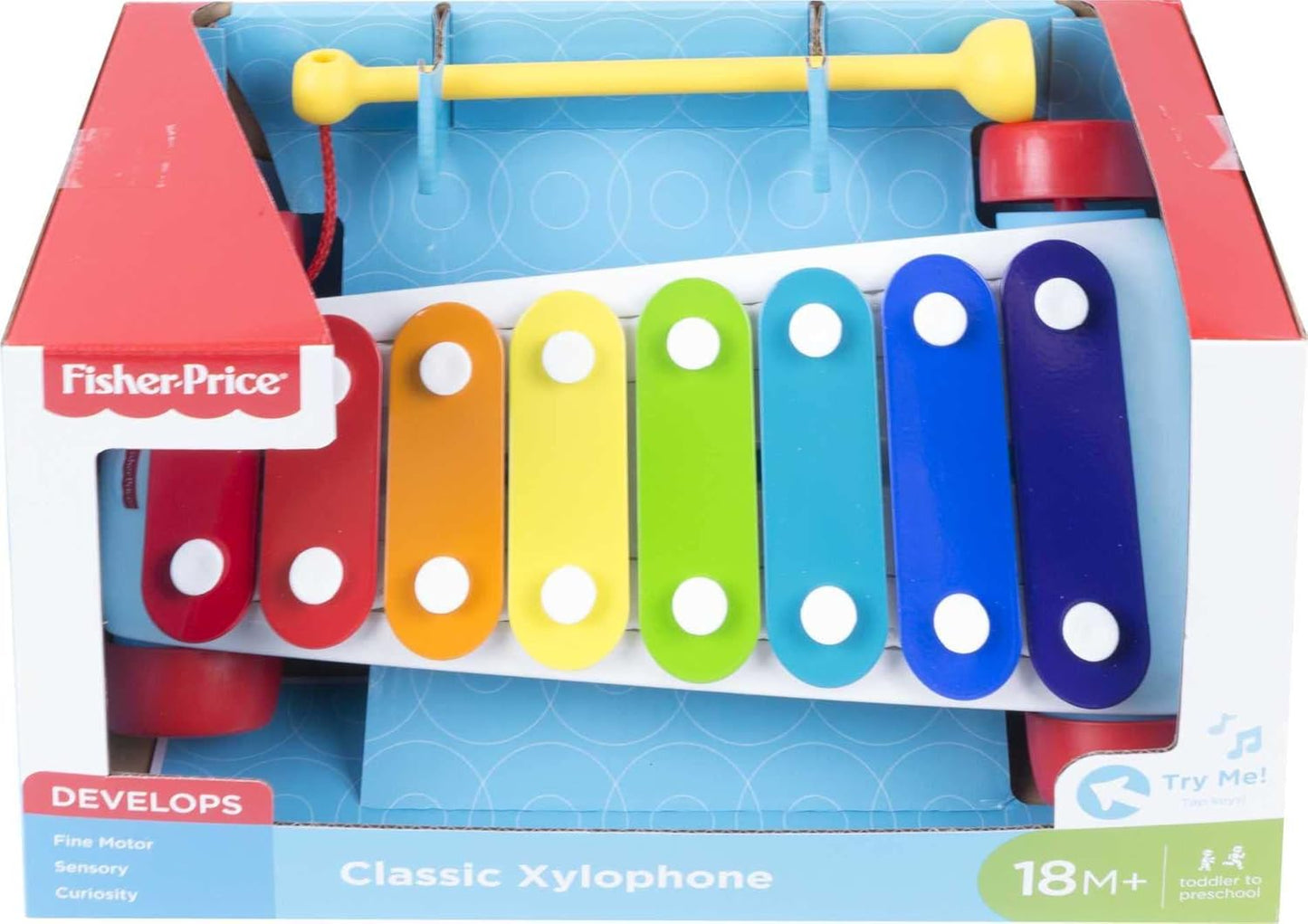 Fisher-Price Toddler Pull Toy Classic Xylophone Pretend Musical Instrument with Mallet