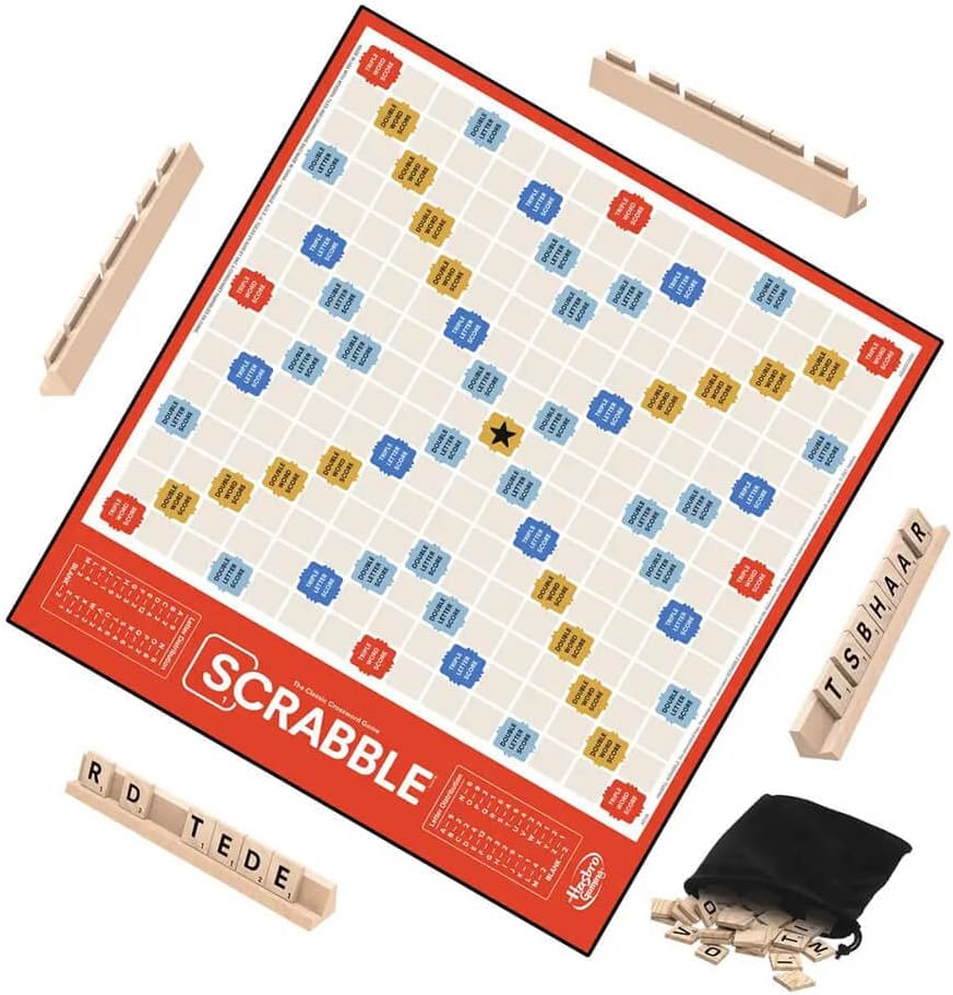 Hasbro Gaming Scrabble Board GameWord Game for Kids Ages 8 and UpFun Family Game for 2-4 PlayersThe Classic Crossword Game – 8