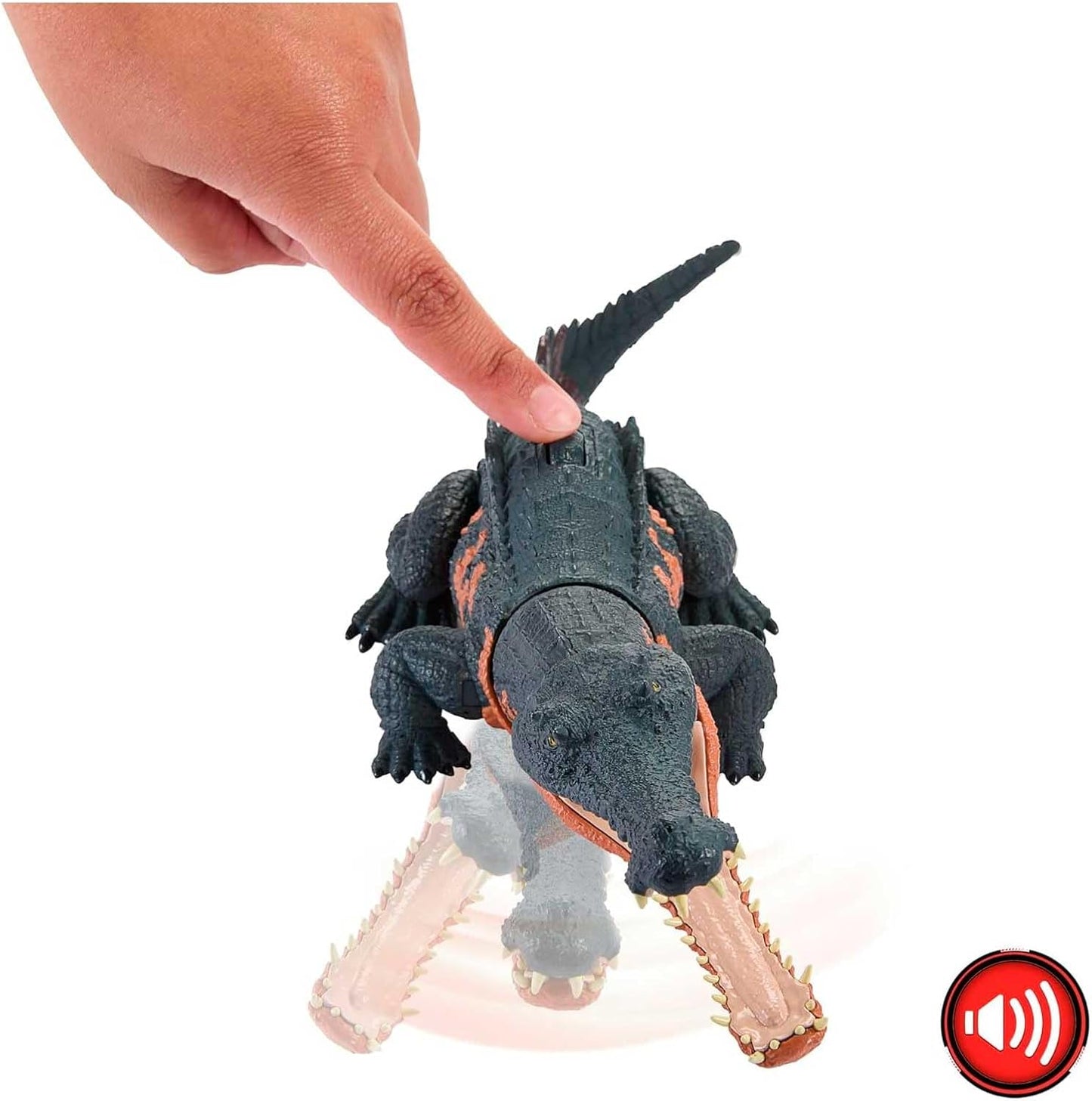 Mattel Jurassic World Wild Roar Dinosaur Toy with Sound Attack Move Gryposuchus Posable