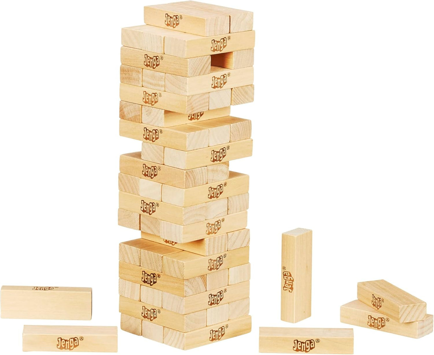 Jenga Hasbro Gaming Jenga Wooden Blocks Stacking Tumbling Tower Game Party for Families