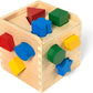 Melissa & Doug Wooden Shape Sorting Cube A" Classic Educational Toy with 12 Shapes – 12