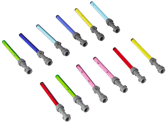 Lego Star Wars Lightsaber Lot of 12 Gray Hilt Purple Pink Red Green Yellow Blue