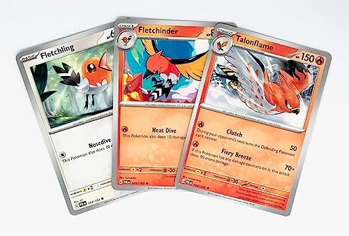Pokemon Talonflame 030193 - Paldea Evolved - Pokemon Evolution Set - 3 Card Lot - Scarlet