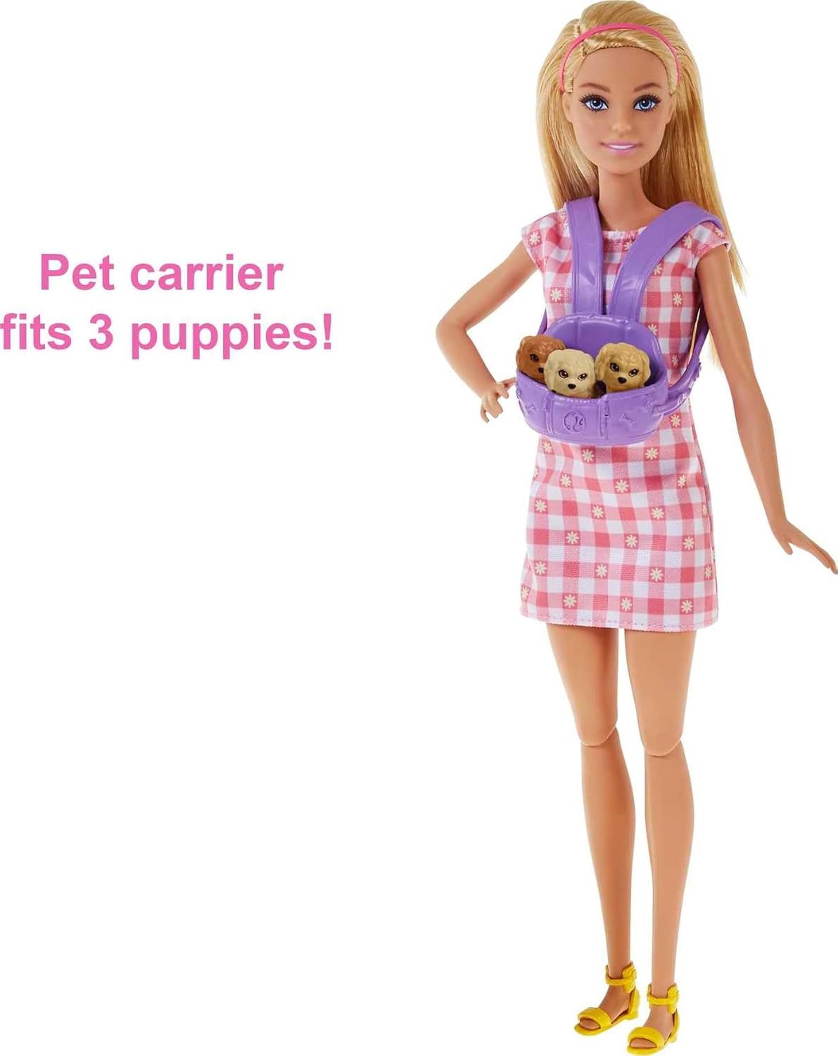 Barbie Doll Pets Set Blonde with Mommy Dog 3 Newborn Puppies with Color-Change Feature Pet