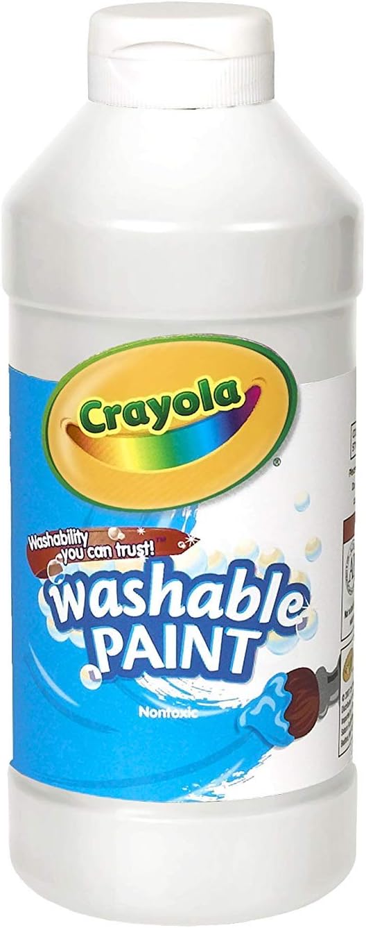 Crayola Washable White Paint A" 16 oz Easy Clean-Up for Kids – 16