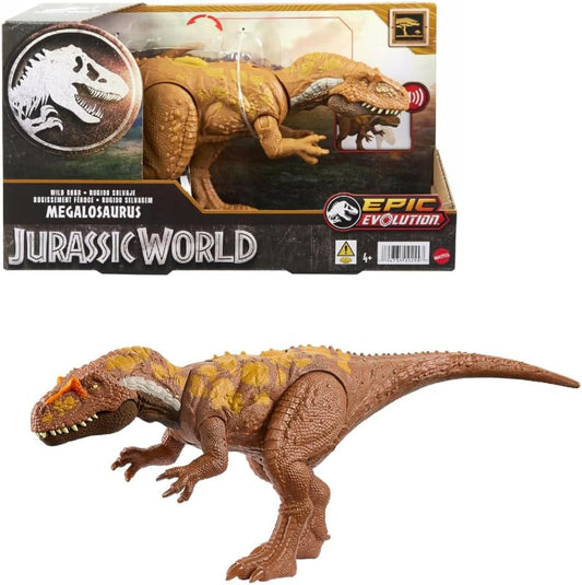Mattel Jurassic World Wild Roar Dinosaur Toy with Sound Attack Move Megalosaurus Posable
