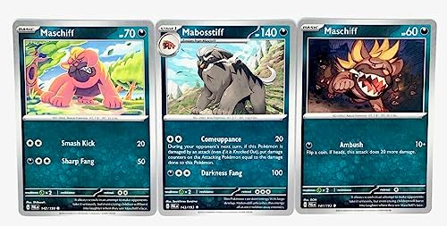 Pokemon Mabosstiff 143193 - Paldea Evolved - Pokemon Evolution Set - 3 Card Lot - Scarlet