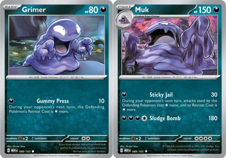 Pokemon Muk 089165 Grimer - Pokemon 151 - Evolution 2 Card Lot