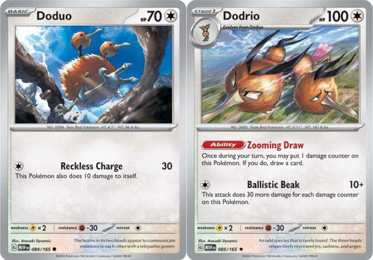 Pokemon Dodrio 085165 - Pokemon 151 - Evolution Holo Rare 2 Card Lot