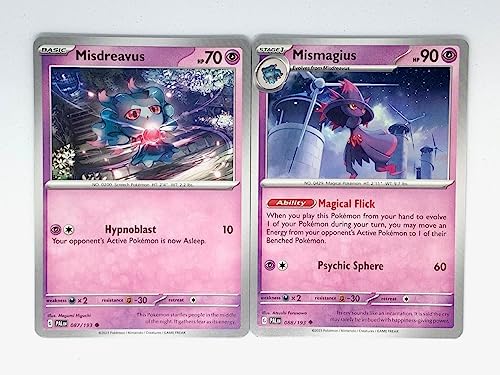Pokemon Mismagius 088193 - Paldea Evolved - Pokemon Evolution Set - 2 Card Lot - Scarlet