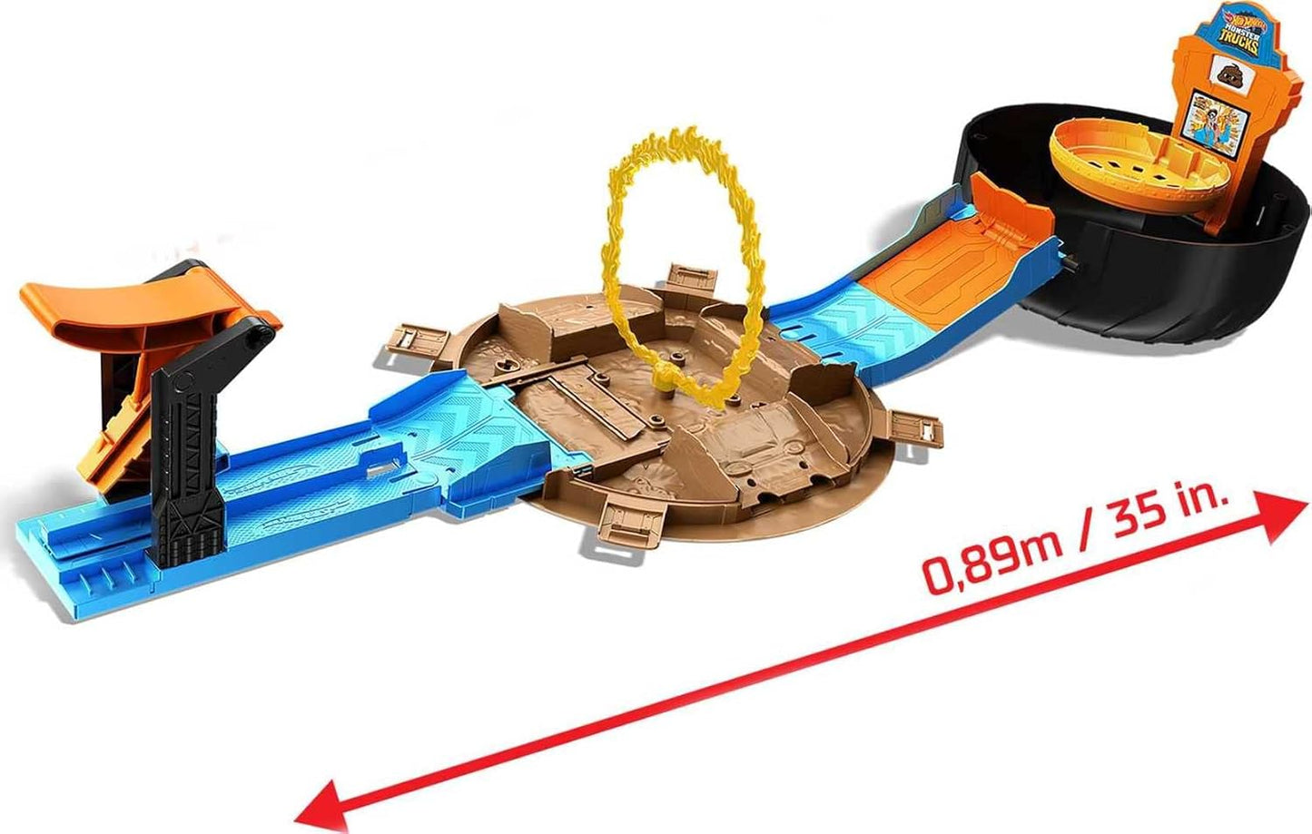 Hot Wheels Toy Monster Trucks Playset Tire-Shaped Case Transforms into Race Course 3 Trucks & 4 Cars in 1:64 Scale Stunt Tire (Amazon Exclusive) – 3