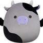 Squishmallows Original 12-Inch Bridgette Grey and Black Cow Bat - Official Jazwares Plush