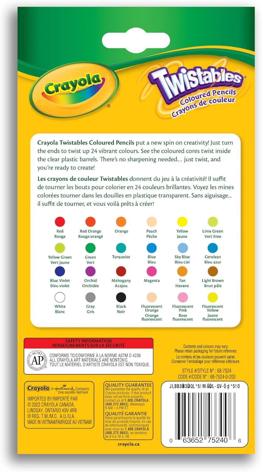 Crayola Twistables Colored Pencils (24ct Pack of 2) AA"A No Sharpening Vibrant Colors – 24