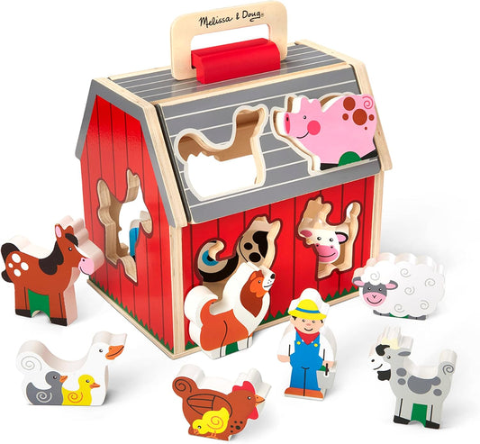 Melissa & Doug Melissa Doug Wooden Take-Along Barn Toy with Flip-Up Roof and Handle 10