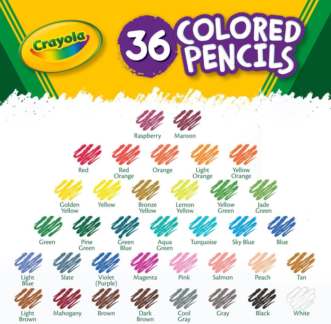 Crayola Colored Pencils 36ct Pencils Set Arts Crafts Supplies Coloring Book Pencils Gifts