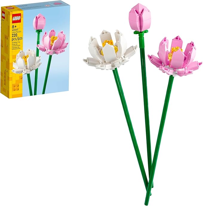 LEGO Lotus Flower - Building Toy for Girls Boys Ages 8 - Artificial Lotus for Home Decor