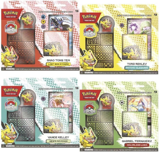 Pokemon 2023 World Championships Deck 4ct Display Mew Lugia Kyogre and Gardevoir Complete