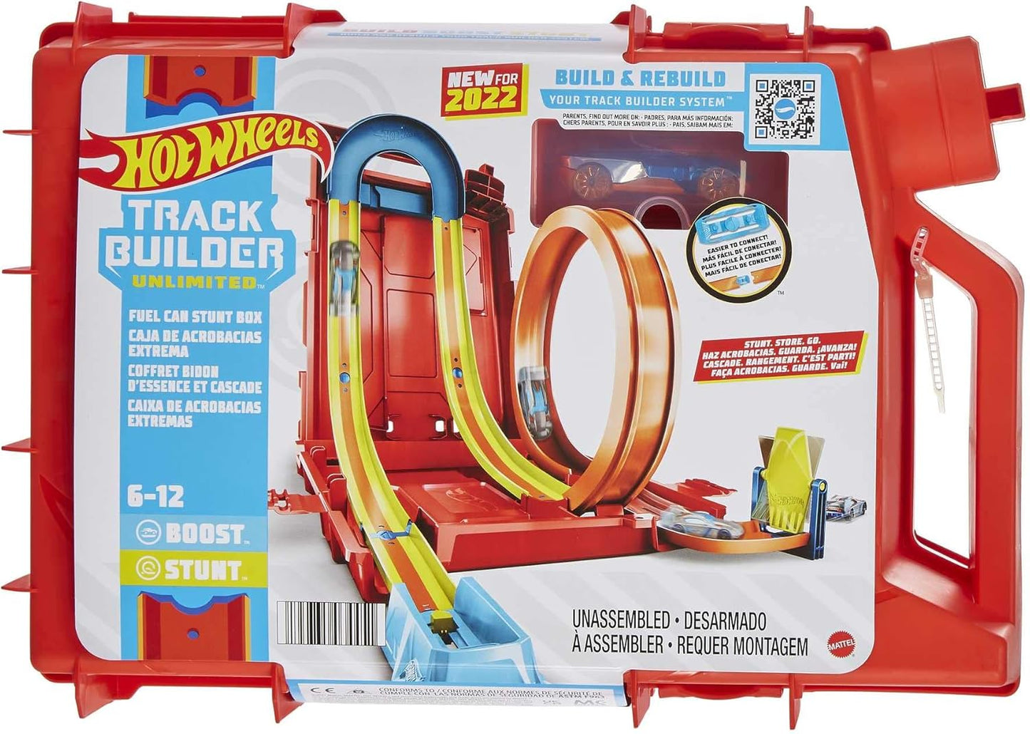 Hot Wheels Toy Car Track Set Track Builder Unlimited Playset Fuel Can Stunt Box 14 Component Parts & 1:64 Scale Vehicle – 14