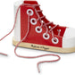 Melissa & Doug Deluxe Wood Lacing Sneaker A" Educational Red Shoe Tying Toy