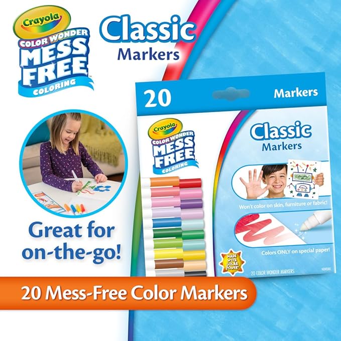 Crayola Color Wonder Marker Refill Set 20ct Mess Free Broad Line Markers for Toddlers