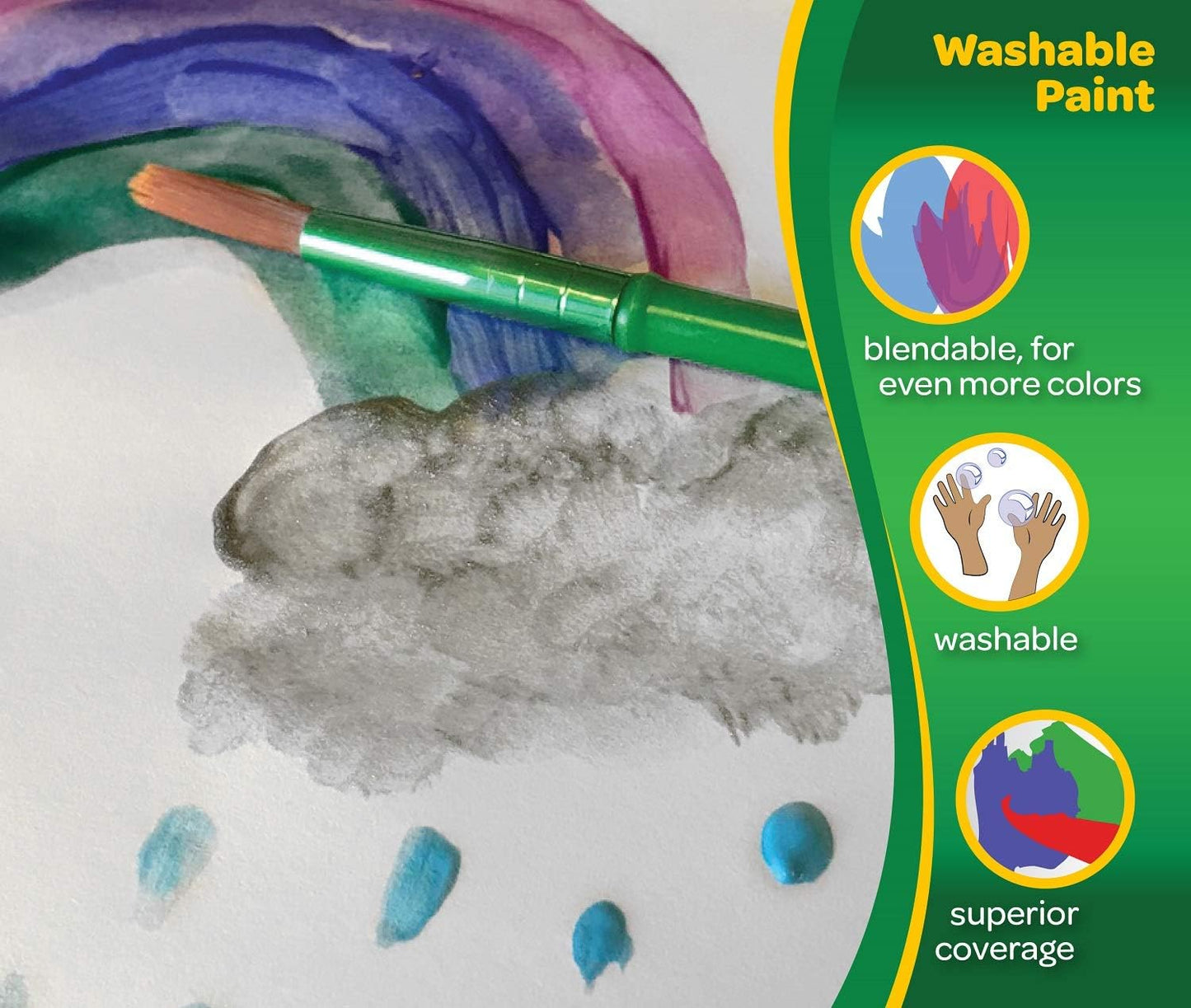 Crayola Washable White Paint A" 16 oz Easy Clean-Up for Kids – 16