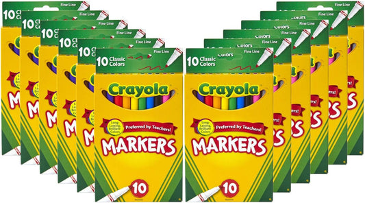 Crayola Fine Line Markers 12pk Coloring Markers for Back to School Supplies Teacher