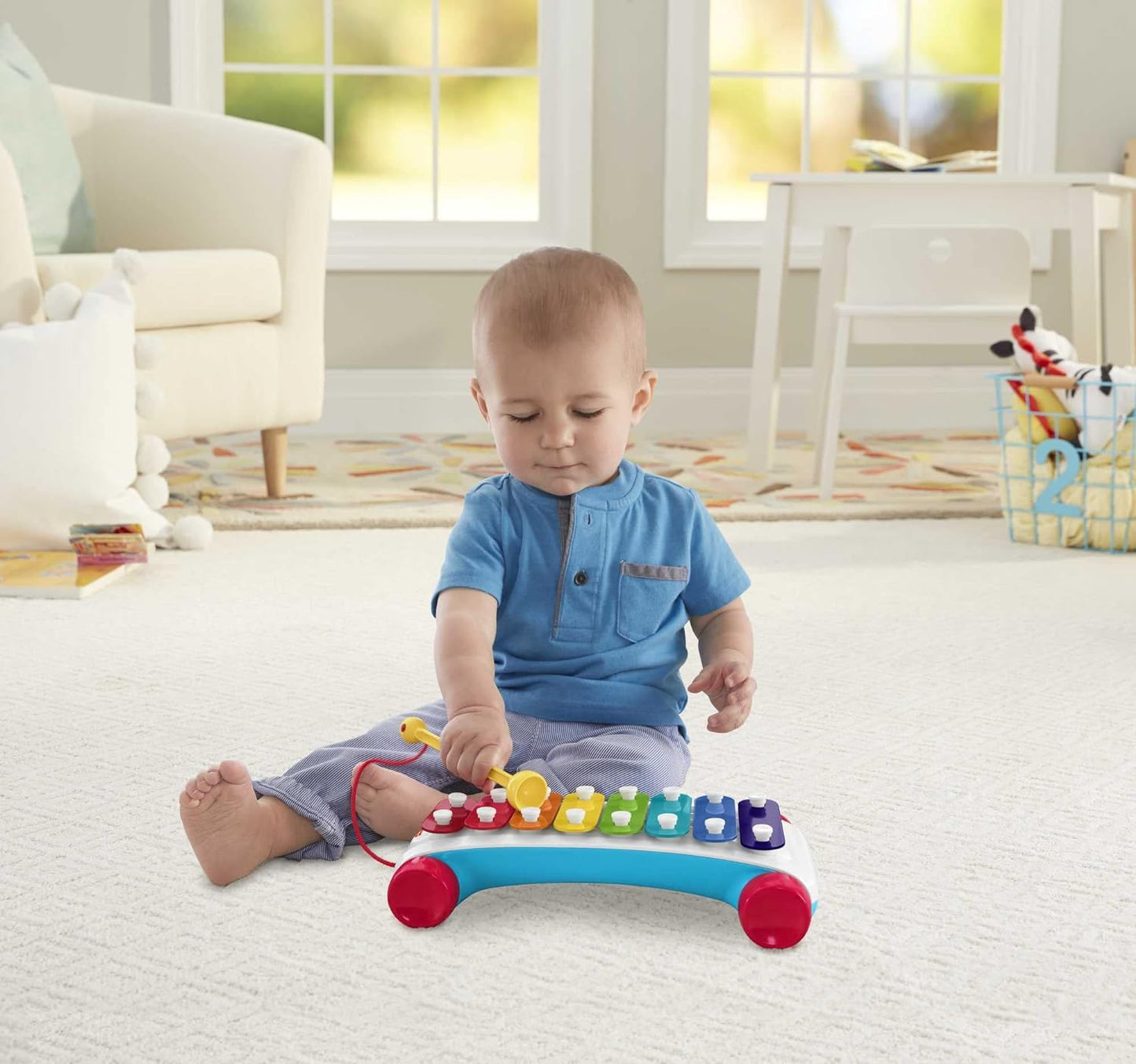 Fisher-Price Toddler Pull Toy Classic Xylophone Pretend Musical Instrument with Mallet