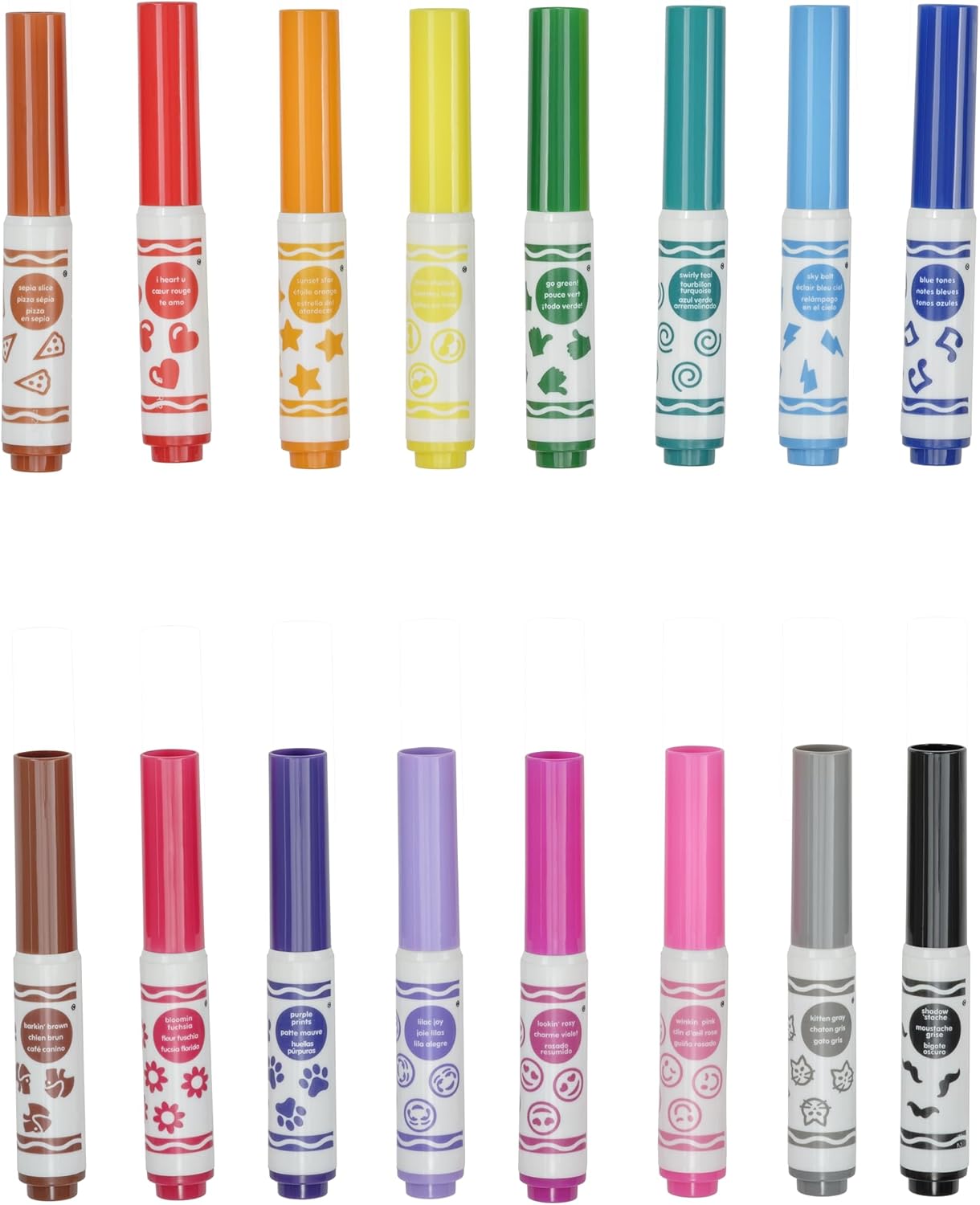 Crayola Emoji Pip Squeaks Washable Markers 16ct Toddler Mini Stamper Marker Set Coloring