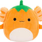 Squishmallows Original 5-Inch Halloween 4-Pack - Gabin Pumpkin Axolotl Fitzy Goblin Holding Latte Malcolm Bat Mushroom Ms. K Purple Clown - Official Jazwares Plush