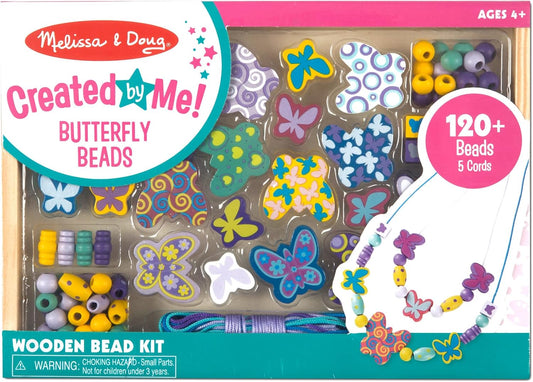 Melissa & Doug Created by Me! Butterfly Beads Kit Ã¢‚¬€œ 120+ Wooden Beads for Jewelry Making – 120
