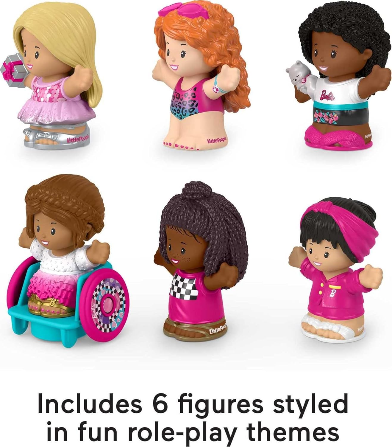Fisher-Price Little People Barbie Toddler Figure 6 Pack for Preschool Pretend Play Ages