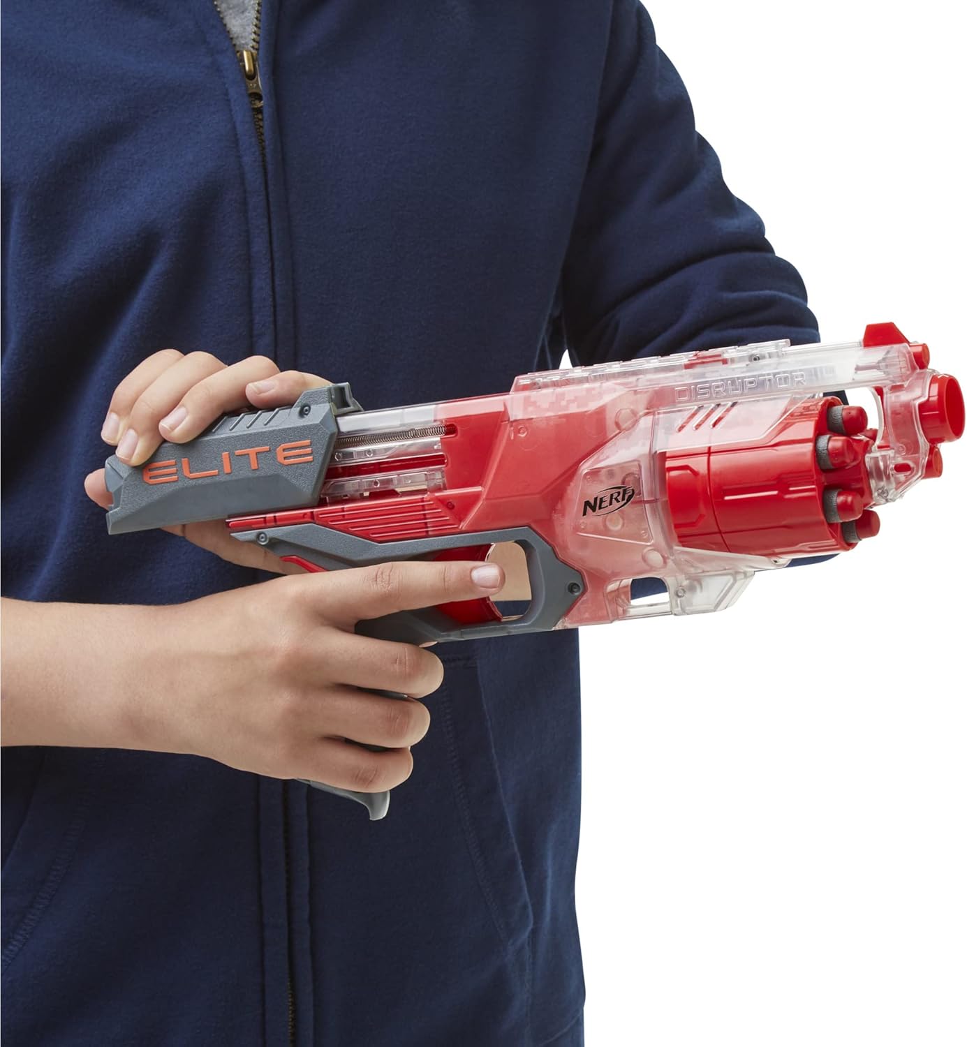 NERF Elite Disrupter Blaster 6-Dart Rotating Drum Slam Fire Translucent Red Easter Gifts