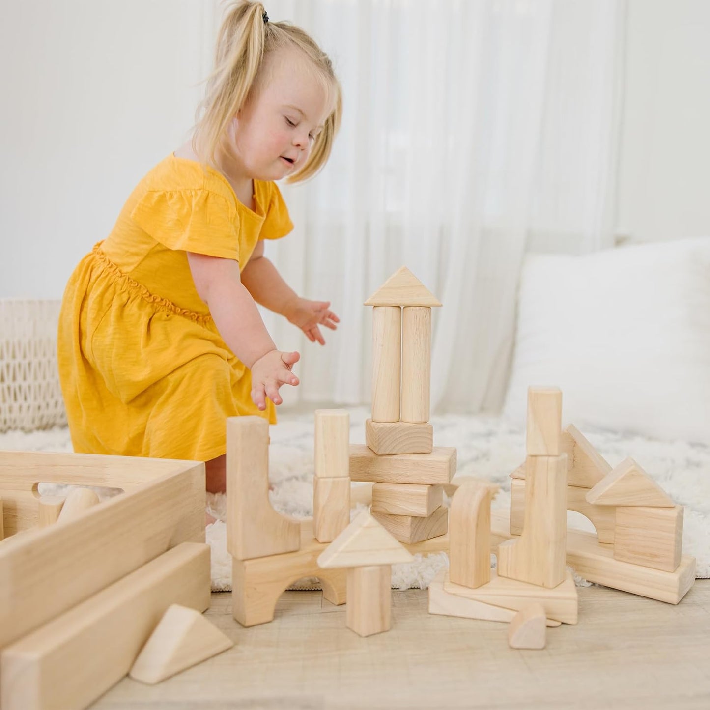 Melissa & Doug Melissa Doug Standard Unit Solid-Wood Building Blocks With Wooden Storage