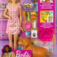 Barbie Doll Pets Set Blonde with Mommy Dog 3 Newborn Puppies with Color-Change Feature Pet