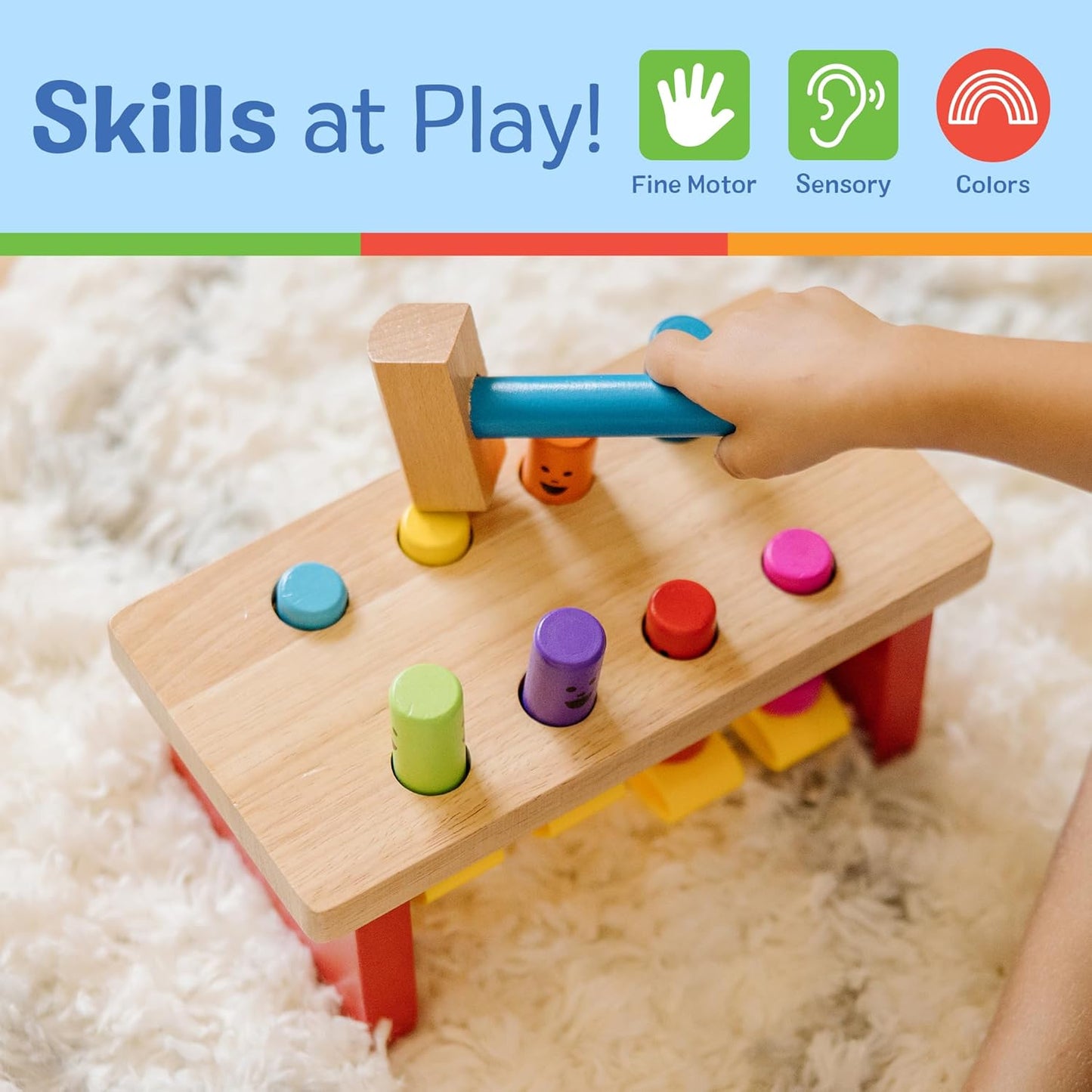 Melissa & Doug Melissa Doug Deluxe Pounding Bench Wooden Preschool Learning Toy With