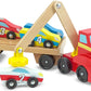 Melissa & Doug Magnetic Car Loader Wooden Toy Set A" 4 Cars & Semi-Trailer Truck – 4