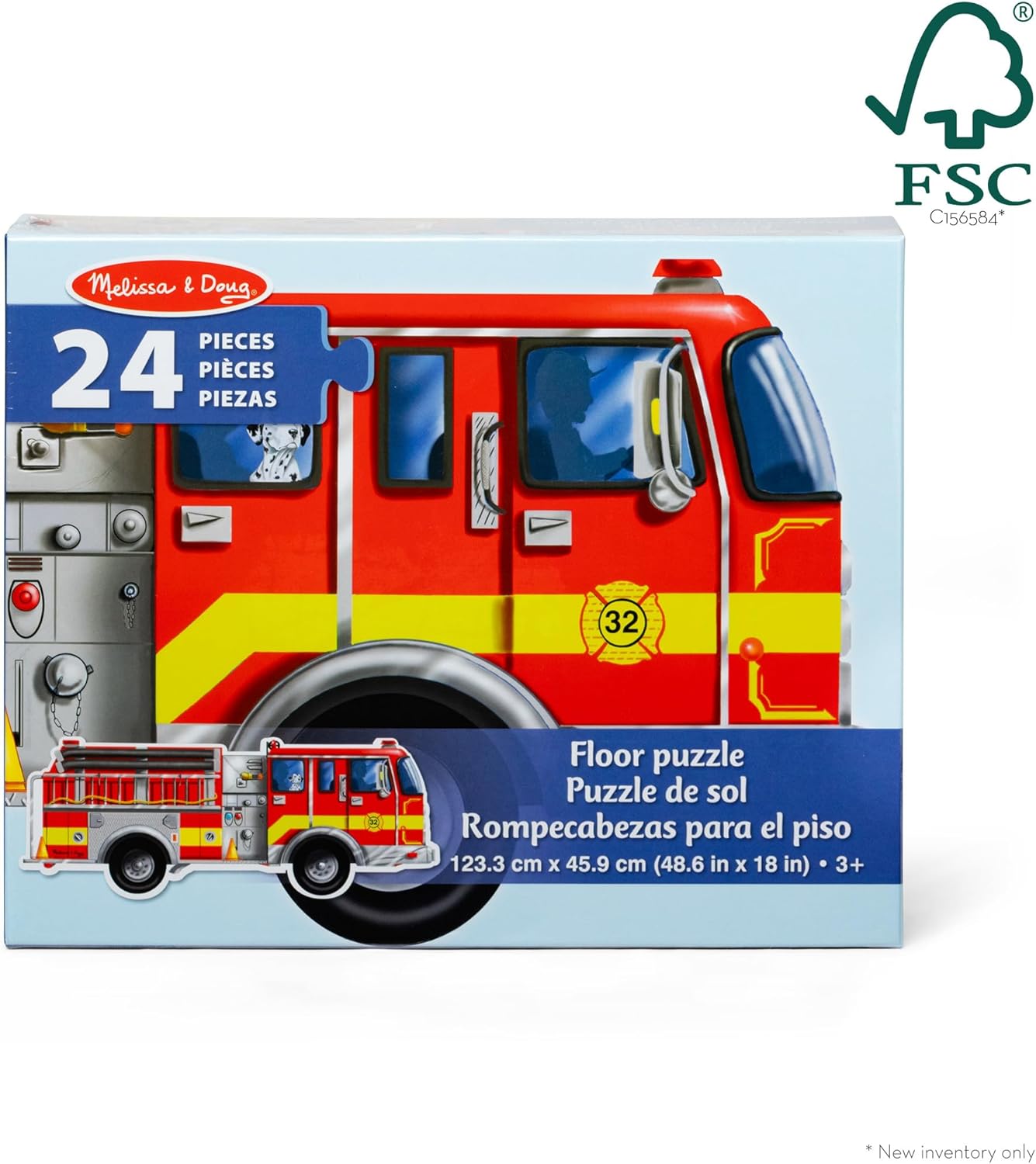 Melissa & Doug Fire Truck Jumbo Floor Puzzle A" 24 Pieces 4 Feet Long – 24