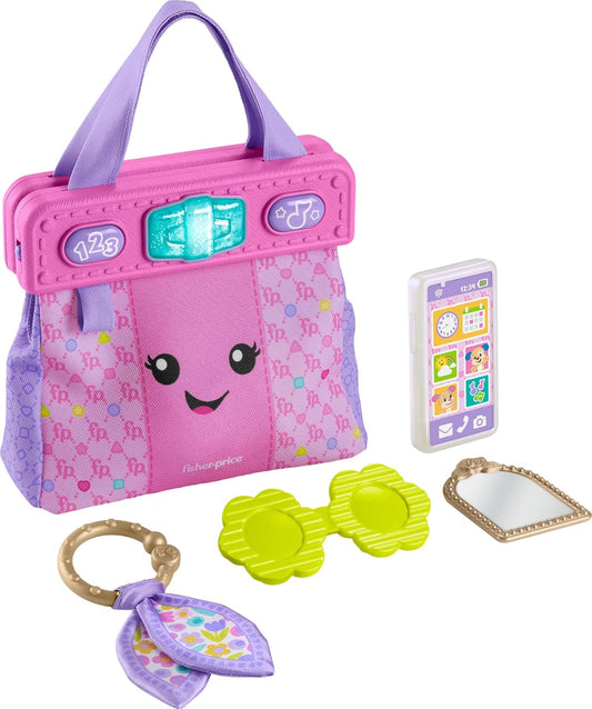 Fisher-Price Baby Learning Toy Laugh Learn Purse Going Places Bag with 4 Pretend Play for