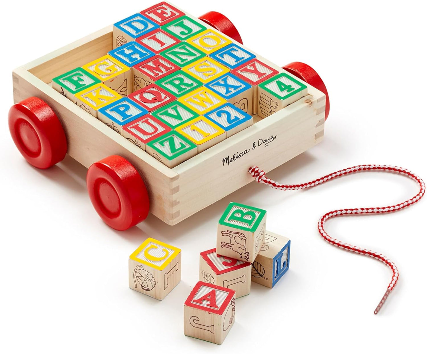 Melissa & Doug Melissa Doug Classic ABC Wooden Block Cart Educational Toy With 30 1-Inch