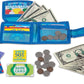 Melissa & Doug Pretend-to-Spend Wallet A" 45-Piece Play Money Set (Blue) – 45